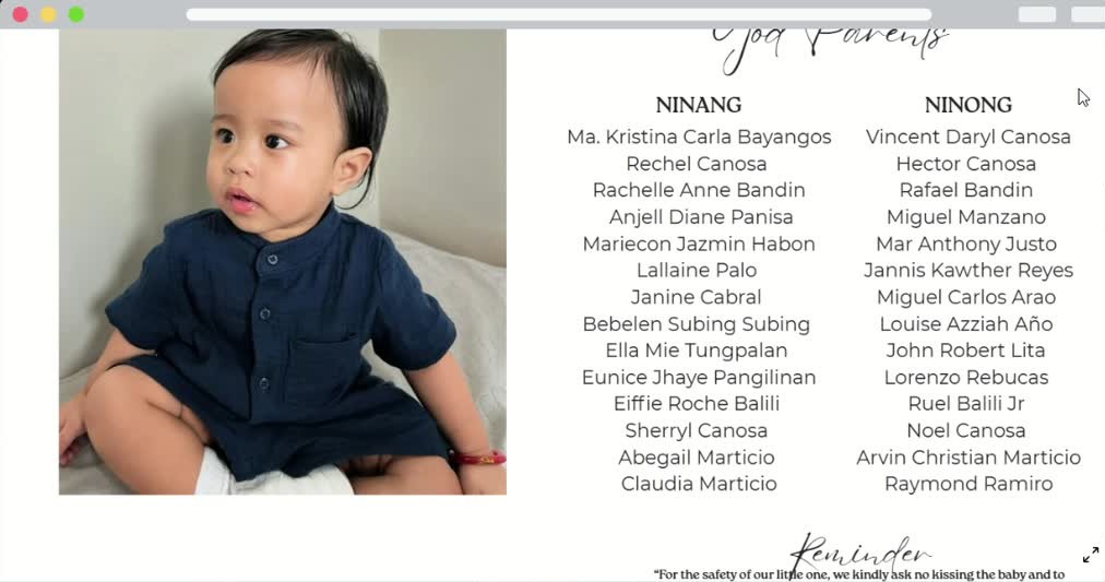 Marcus portrait with godparents list
